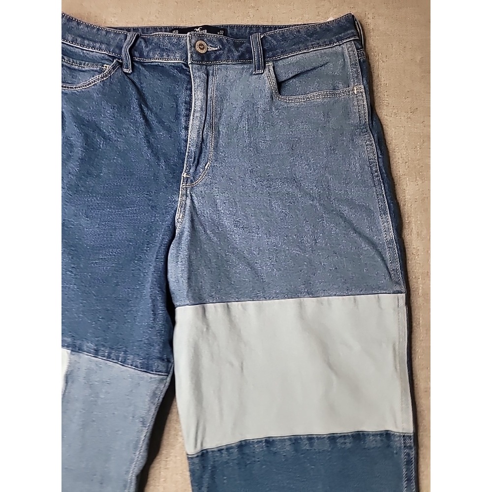 Hollister  Patchwork Jeans Ultra High Rise Ankle Mom Jeans 15 R Multi Blue - Picture 2 of 11